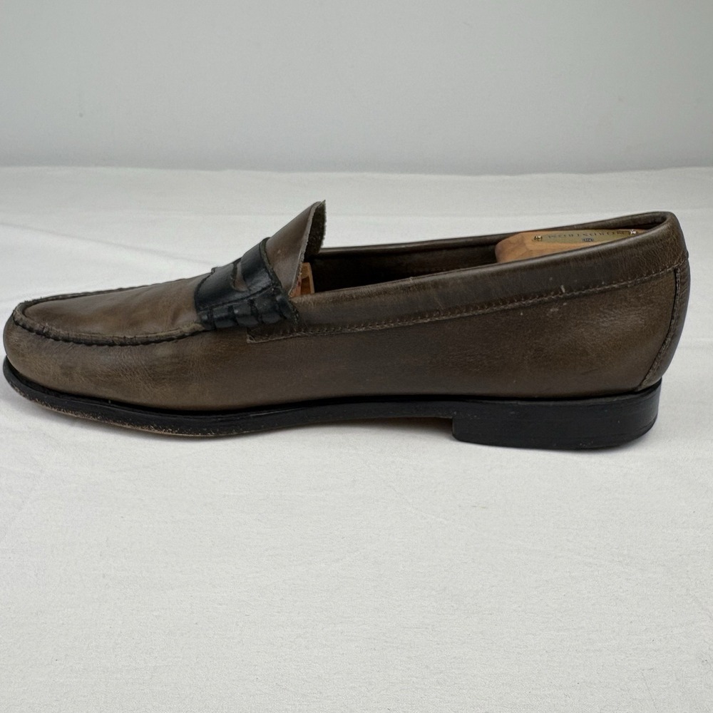 GH Bass & Co Weejuns "Leo" Penny Loafers 11.5D Gray/Black Handcrafted Leather - Picture 3 of 16